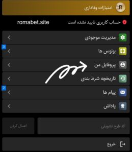 آموزش احراز هویت و تایید حساب کاربری در سایت رومابت 2 پروفایل من سایت رومابت